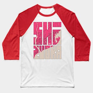 Shizuoka, Japan - Blossom City Map Typography - Blossom Baseball T-Shirt